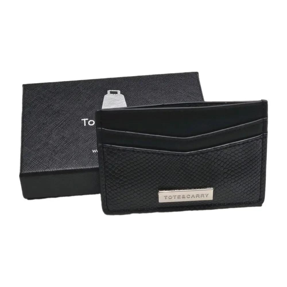 Tote & Carry Black Python Print Card Holder Wallet New with Tags